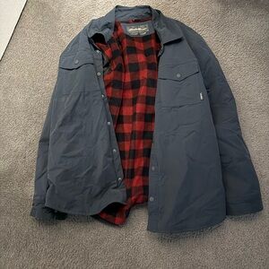 Eddie Bauer Men's Blue Jacket with Red Plaid Lining